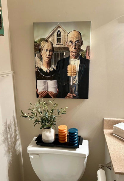 American Gothic Toilet Paper Funny Bathroom Print, Funny Bathroom Wall Decor, Funny Wall Art, Bathroom Wall Art, Humor Wall Art