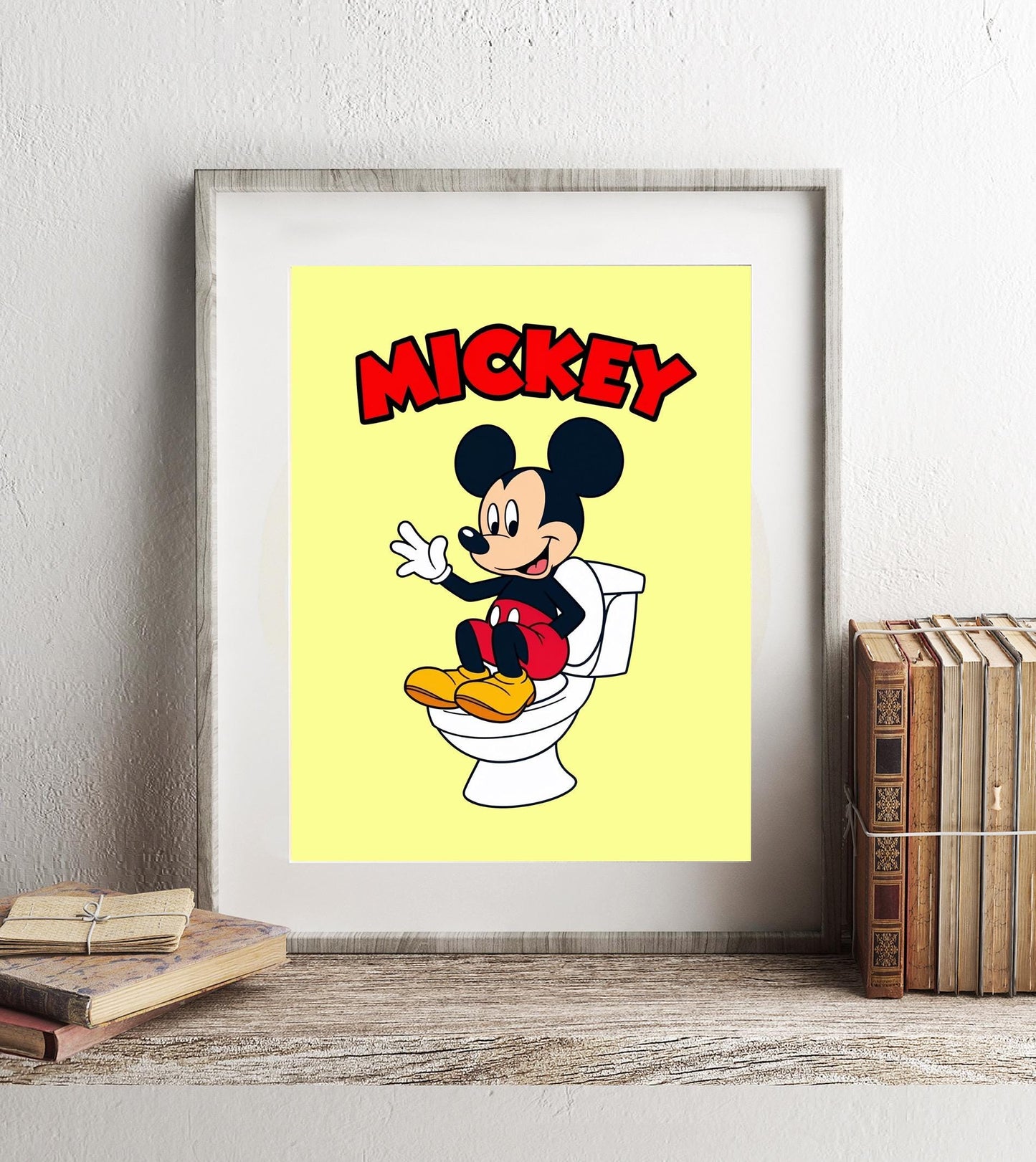 Disney Classic Mickey Mouse Bathroom Wall Art, Mickey Bathroom Art, Cute Bathroom Print, Kids Bathroom, Disney Watercolor Bathroom Wall Art
