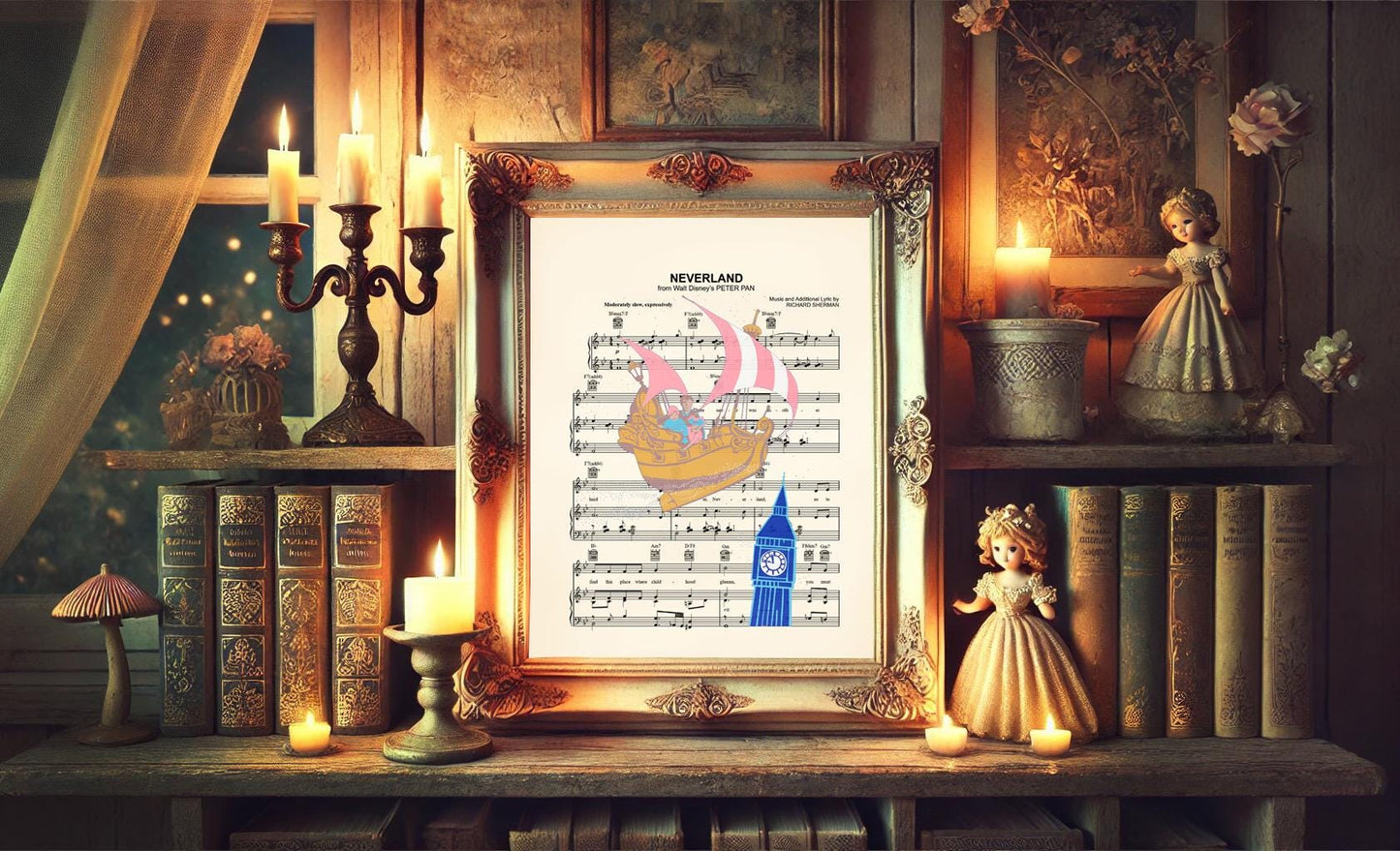 Peter Pan Disneyland Ride Neverland Sheet Music Art Print