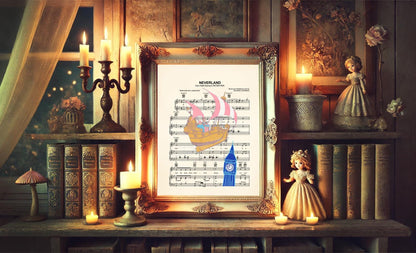 Peter Pan Disneyland Ride Neverland Sheet Music Art Print