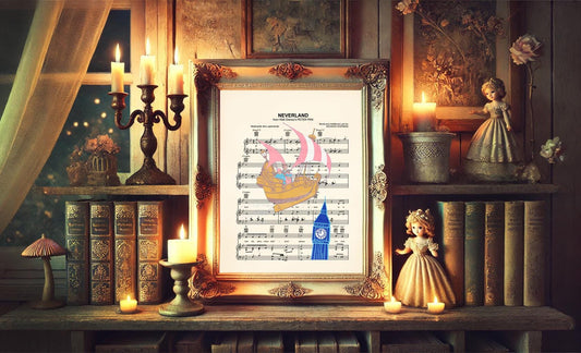 Peter Pan Disneyland Ride Neverland Sheet Music Art Print