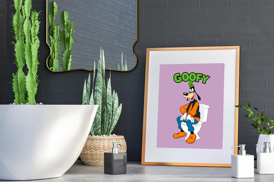 Goofy on Toilet Classic Bathroom Art Print, Goofy Bathroom Art, Cute Disney Bathroom Decor, Bathroom Wall Art, Goofy Bathroom Wall Hanging