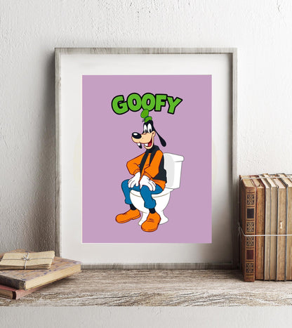 Goofy on Toilet Classic Bathroom Art Print, Goofy Bathroom Art, Cute Disney Bathroom Decor, Bathroom Wall Art, Goofy Bathroom Wall Hanging