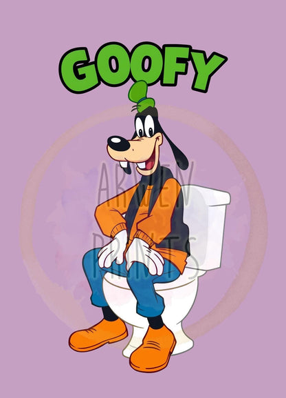 Goofy on Toilet Classic Bathroom Art Print, Goofy Bathroom Art, Cute Disney Bathroom Decor, Bathroom Wall Art, Goofy Bathroom Wall Hanging