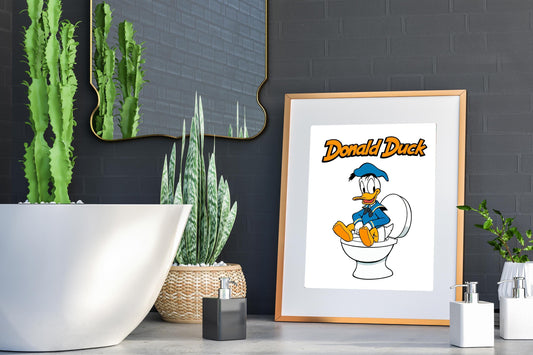 Donal Duck on Toilet Bathroom Art Print - Disney Bathroom Wall Decor - Cute Bathroom Art - Donald Duck Bathroom Wall Art - Kids Bathroom Art