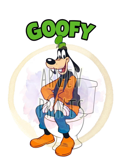 Goofy on Toilet Classic Bathroom Art Print, Goofy Bathroom Art, Cute Disney Bathroom Decor, Bathroom Wall Art, Goofy Bathroom Wall Hanging