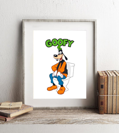 Goofy on Toilet Classic Bathroom Art Print, Goofy Bathroom Art, Cute Disney Bathroom Decor, Bathroom Wall Art, Goofy Bathroom Wall Hanging