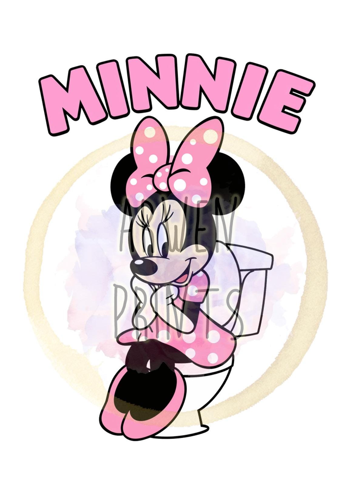 Minnie on Toilet Classic Bathroom Art Print, Minnie Bathroom Art, Cute Disney Bathroom Decor, Bathroom Print, Minnie Bathroom Wall Hanging