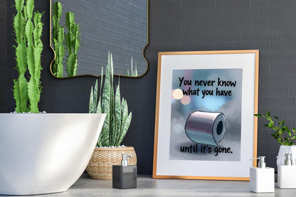 Funny Toilet Paper Wall Art - Bathroom Humor Decor - Quirky Restroom Decor - Toilet Sign - Gag Gift - Housewarming Gift, White Elephant Gift