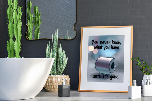 Funny Toilet Paper Wall Art - Bathroom Humor Decor - Quirky Restroom Decor - Toilet Sign - Gag Gift - Housewarming Gift, White Elephant Gift