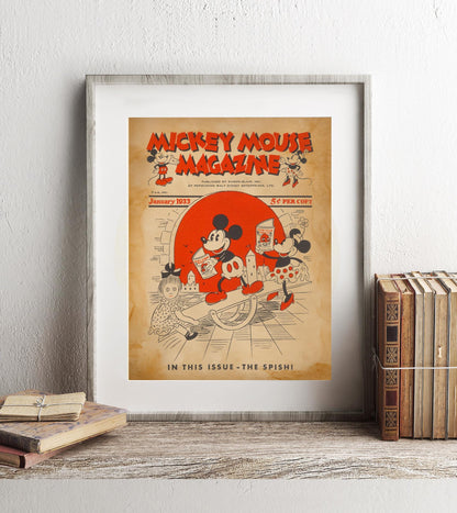Mickey Mouse Magazine Vintage Art Print