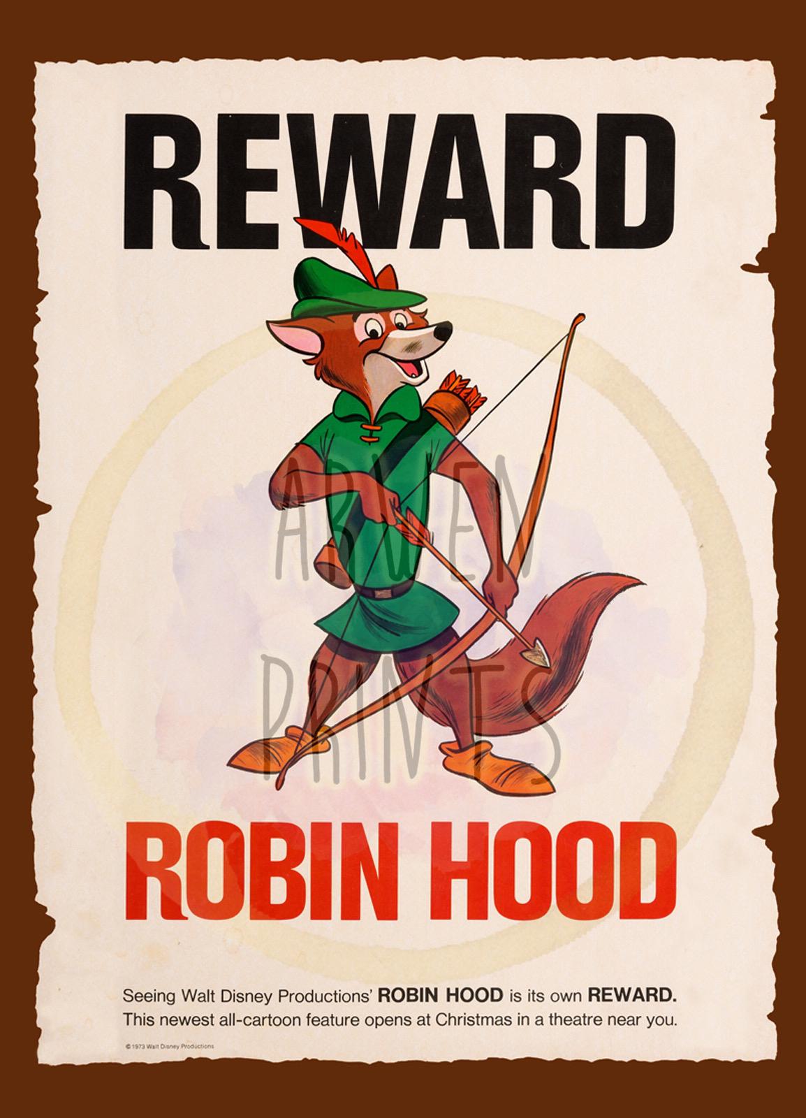 Robin Hood Reward Disney Movie Ad Art Print — Disney Wall Art Gift