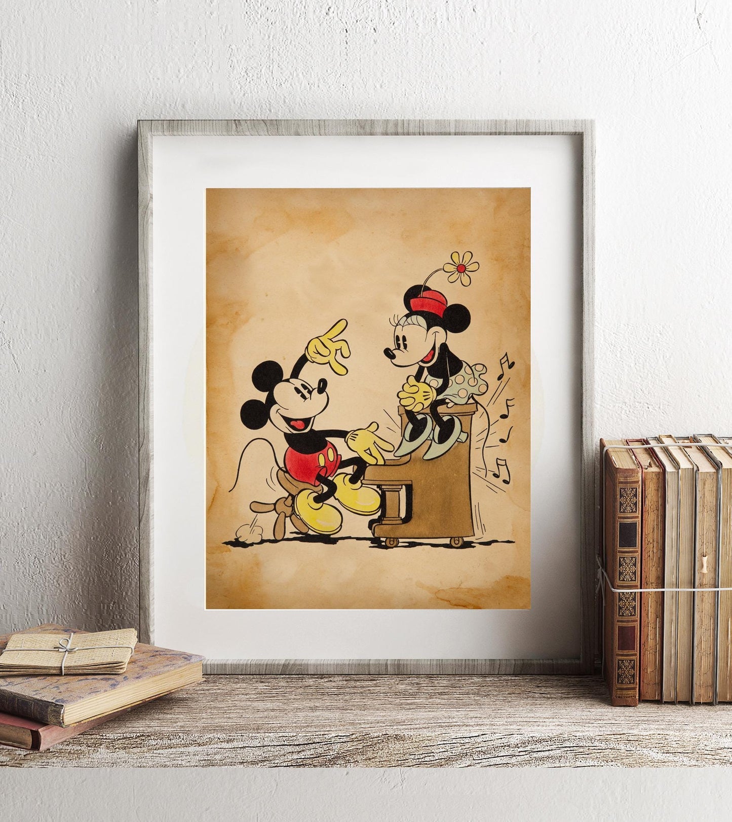 Mickey and Minnie Piano Music Art Print