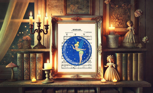 Peter Pan Tinker Bell Neverland Sheet Music Art Print