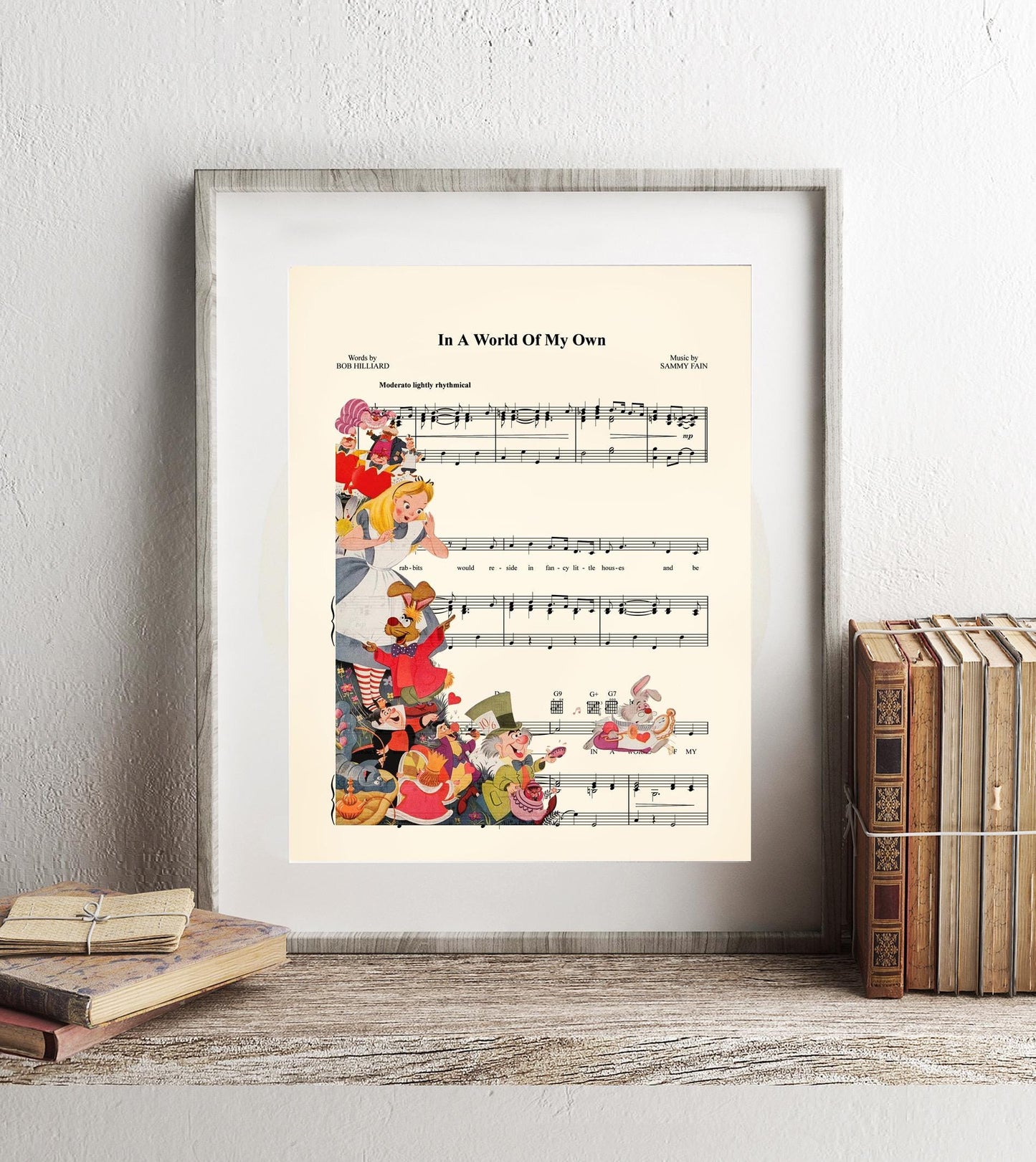 Alice in Wonderland Vintage Characters In A World Of My Own Sheet Music Art Print