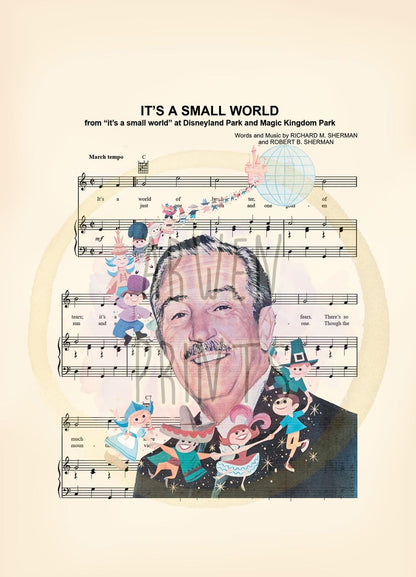 Walt Disney It's A Small World Sheet Music Art Print