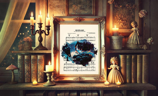 Peter Pan Flight Over City Neverland Sheet Music Art Print