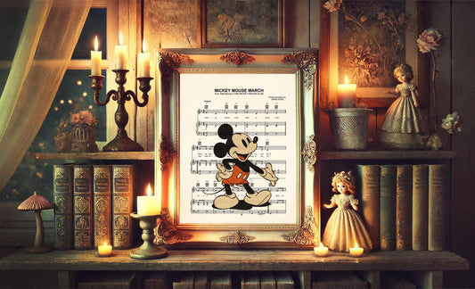 Mickey Mouse March Vintage Art Print - Mickey Mouse Vintage Wall Decor - Disney Vintage Art
