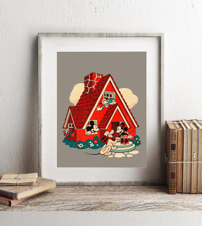 Mickey and Minnie Home Vintage Art Print