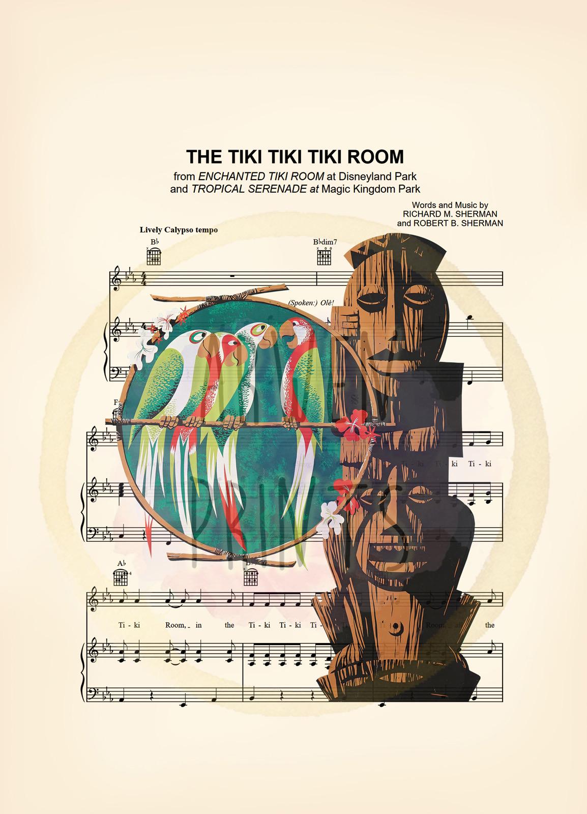 Tiki Room Sheet Music Wall Art — Disney Gift for Music Lovers
