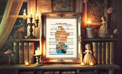 It's A Small World Boat Boys and Girls Sheet Music Art Print - Happiest Cruise That Ever Sailed ‘Round the World - Disneyland Ride Art