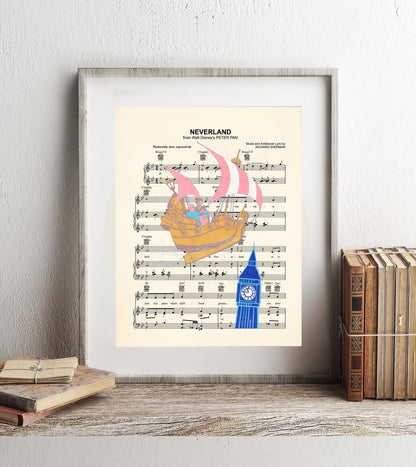 Peter Pan Disneyland Ride Neverland Sheet Music Art Print