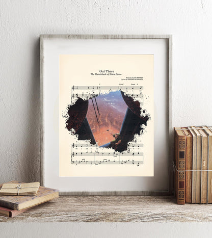 Hunchback of Notre Dame Quasimodo in the Bell Tower Out There Sheet Music Art Print