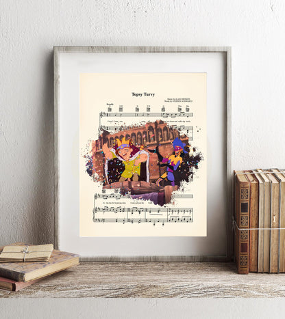 Hunchback King of Fools Topsy Turvy Disney Sheet Music Art Print