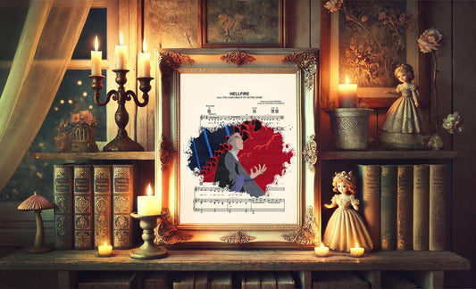 Hunchback of Notre Dame Frollo and Hooded Figures Hellfire Sheet Music Art Print