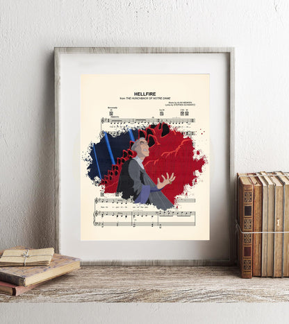 Hunchback of Notre Dame Frollo and Hooded Figures Hellfire Sheet Music Art Print