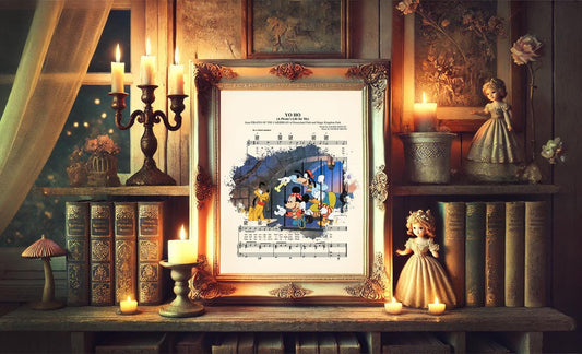 Pirates of the Caribbean Mickey, Goofy, Donald and Pluto Yo Ho Sheet Music Wall Art — Disney Gift for Music Lovers