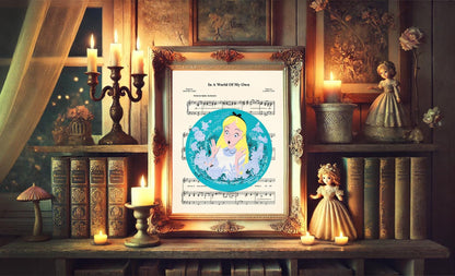 Alice in Wonderland In A World Of My Own Sheet Music Art Print