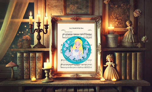 Alice in Wonderland In A World Of My Own Sheet Music Art Print