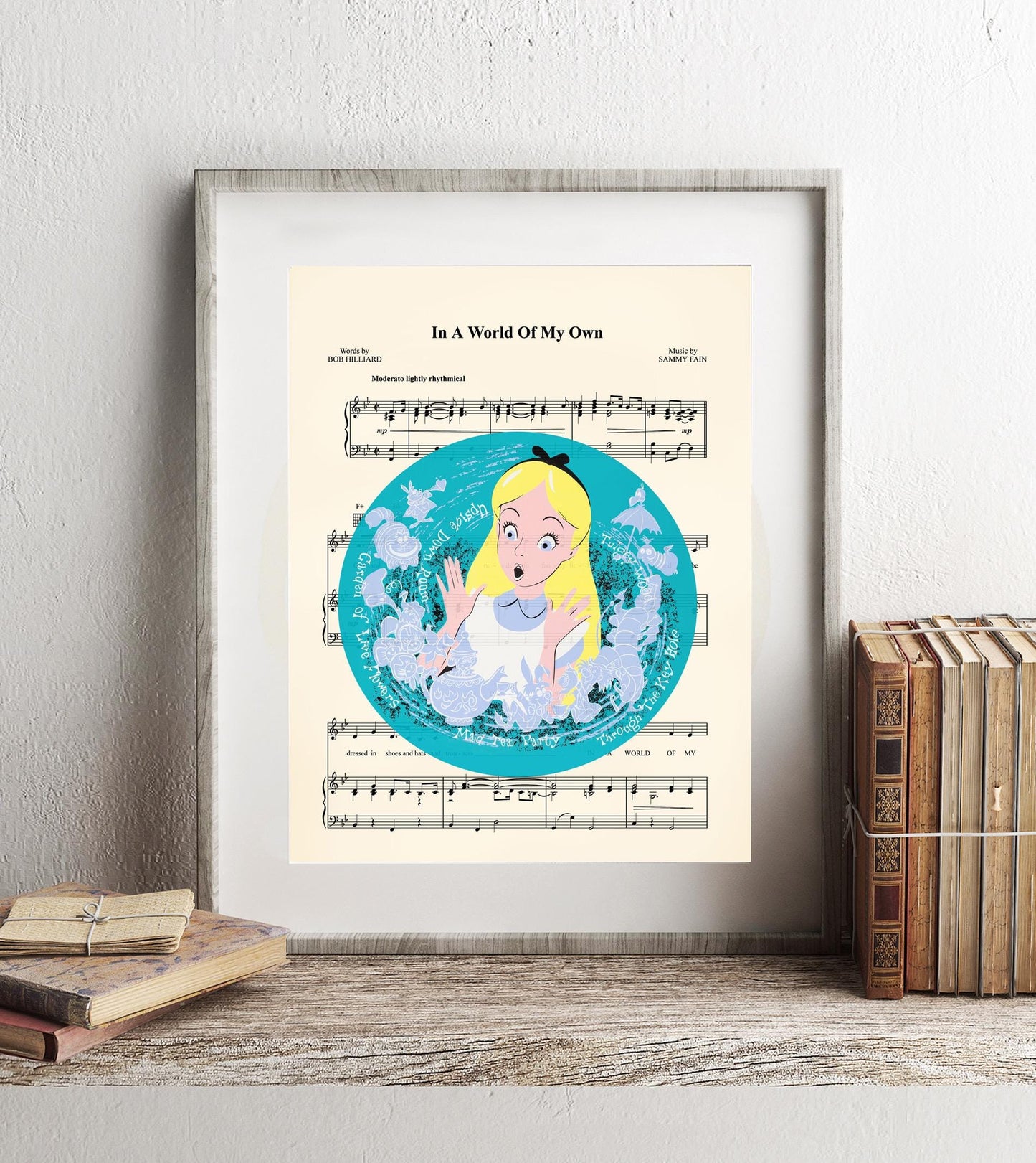 Alice in Wonderland In A World Of My Own Sheet Music Art Print