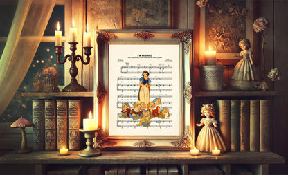 Snow White and the Seven Dwarfs Vintage Sheet Music Art Print