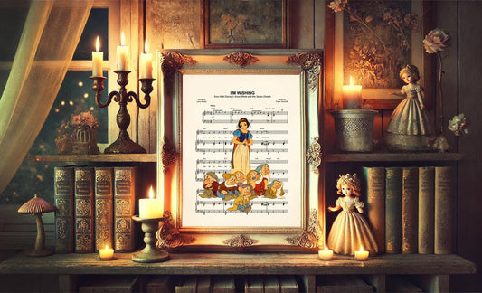 Snow White and the Seven Dwarfs Vintage Sheet Music Art Print