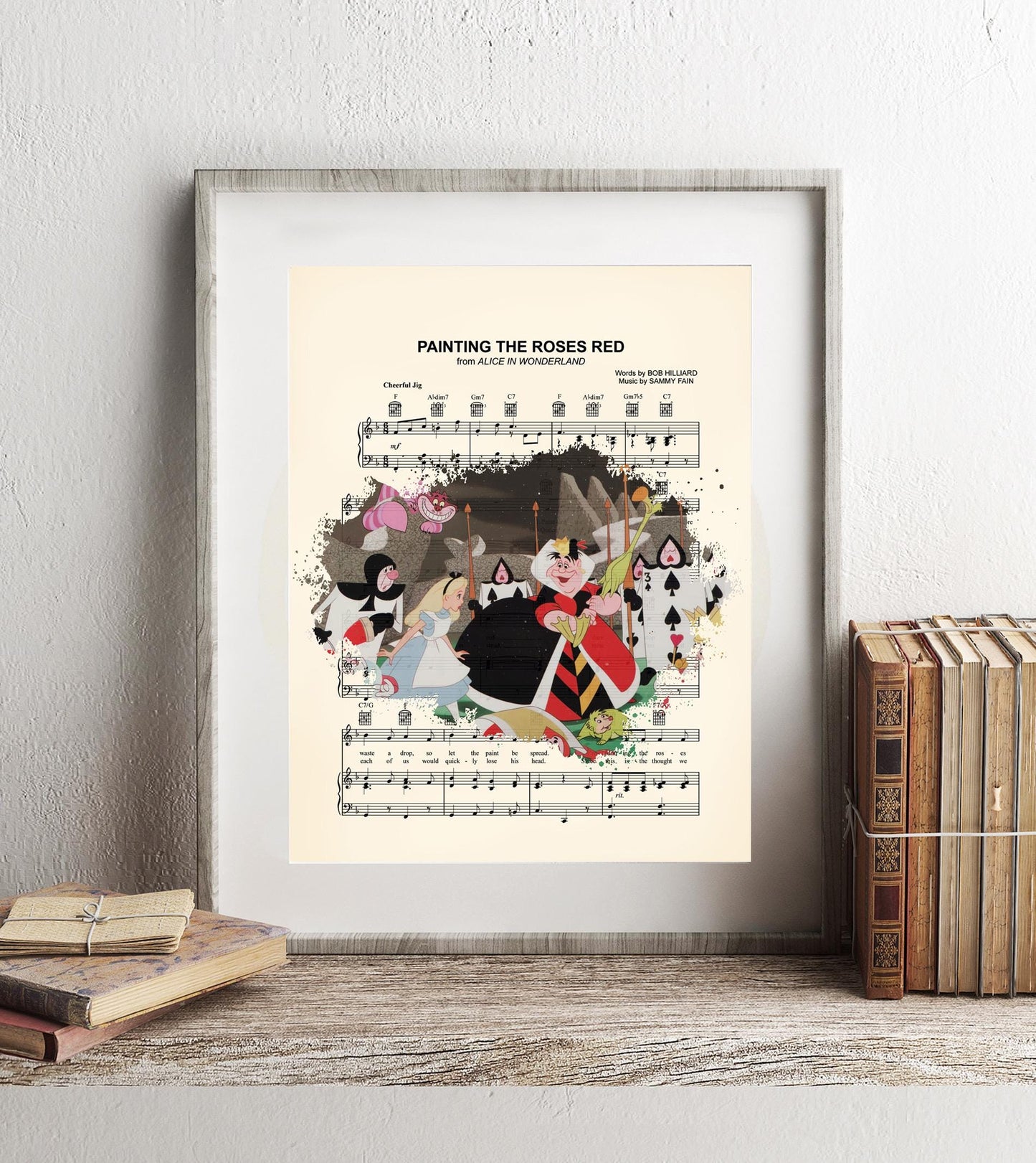 Alice in Wonderland Queen of Hearts Painting the Roses Red Sheet Music Art Print