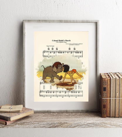 The Jungle Book Mowgli and Hathi Jr Colonel Hathi’s March Sheet Music Wall Art — Disney Gift for Music Lovers
