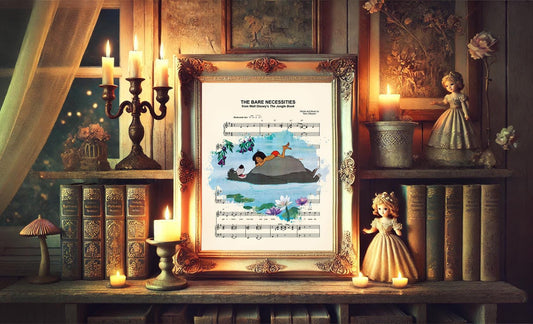 The Jungle Book Mowgli and Baloo The Bare Necessities Sheet Music Art Print