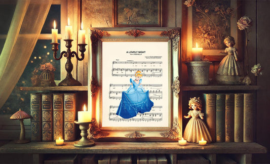 Cinderella Blue Dress A Lovely Night Sheet Music Art Print