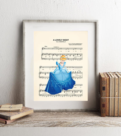 Cinderella Blue Dress A Lovely Night Sheet Music Art Print