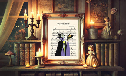 Sleeping Beauty Maleficent and Diablo Once Upon A Dream Sheet Music Art Print