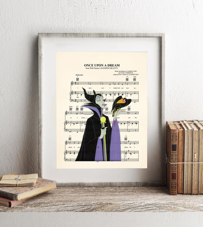Sleeping Beauty Maleficent and Diablo Once Upon A Dream Sheet Music Art Print