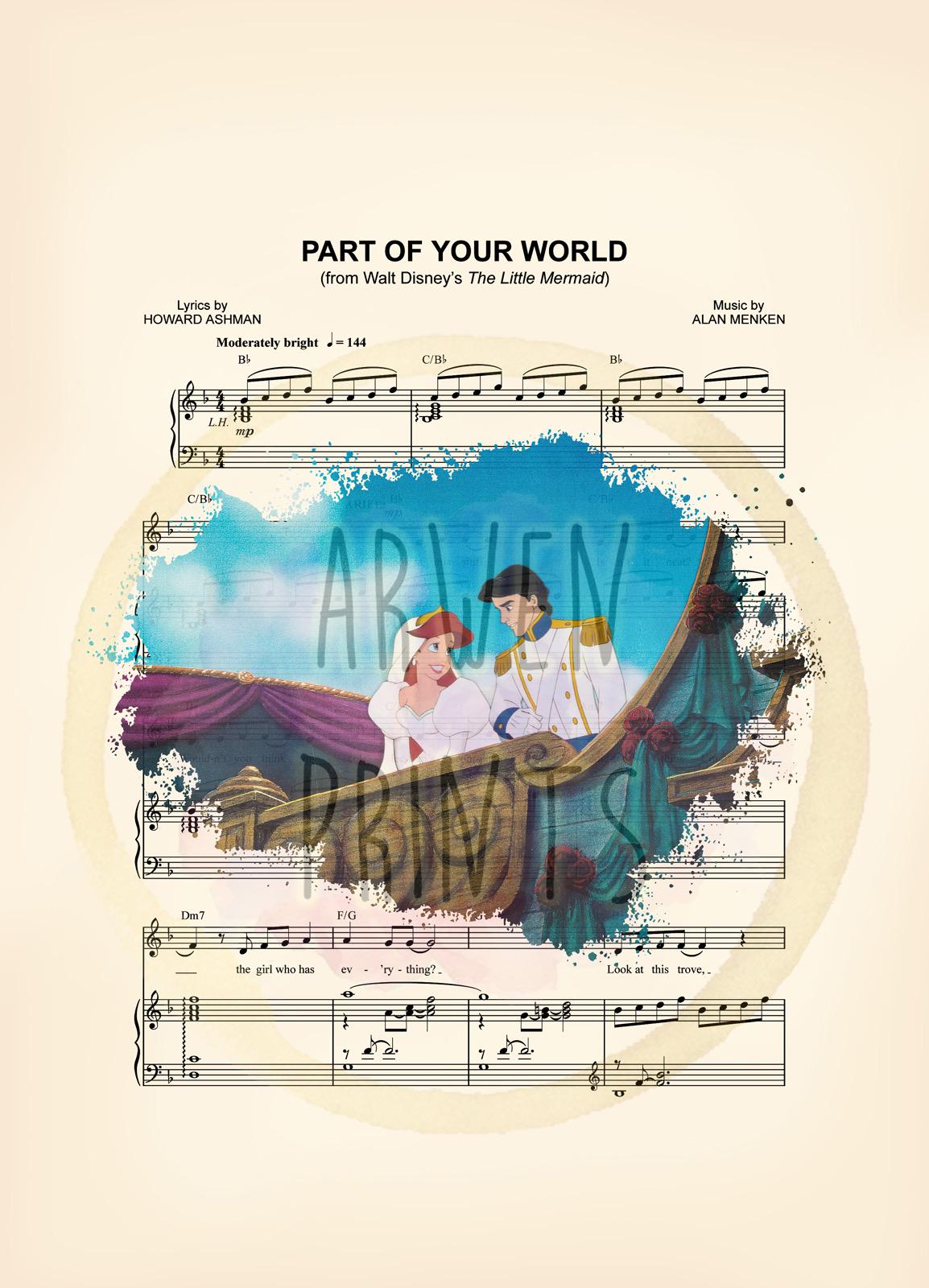 Little Mermaid Ariel and Eric Wedding Day Sheet Music Art Print