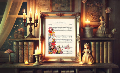 Alice in Wonderland Vintage Characters In A World Of My Own Sheet Music Art Print