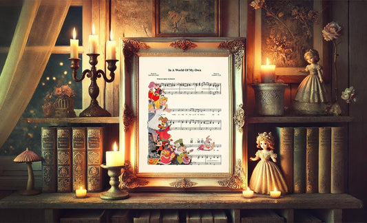 Alice in Wonderland Vintage Characters In A World Of My Own Sheet Music Art Print