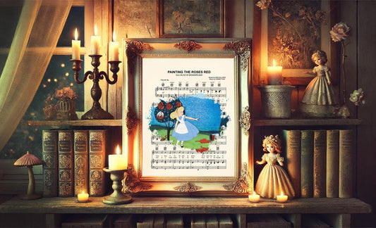 Alice in Wonderland Painting the Roses Red Sheet Music Art Print