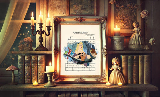 Sleeping Beauty Aurora Singing Once Upon A Dream Sheet Music Wall Art — Disney Gift for Music Lovers