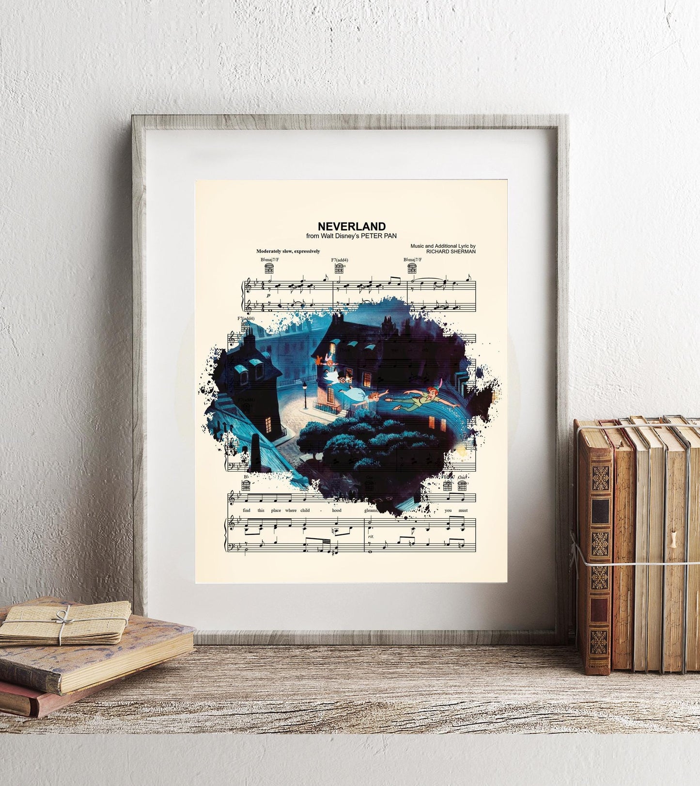 Peter Pan Flight Over City Neverland Sheet Music Art Print