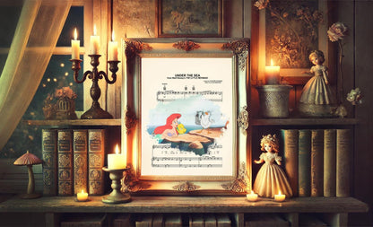 Little Mermaid It’s A Dinglehopper Under the Sea Splatter Sheet Music Art Print